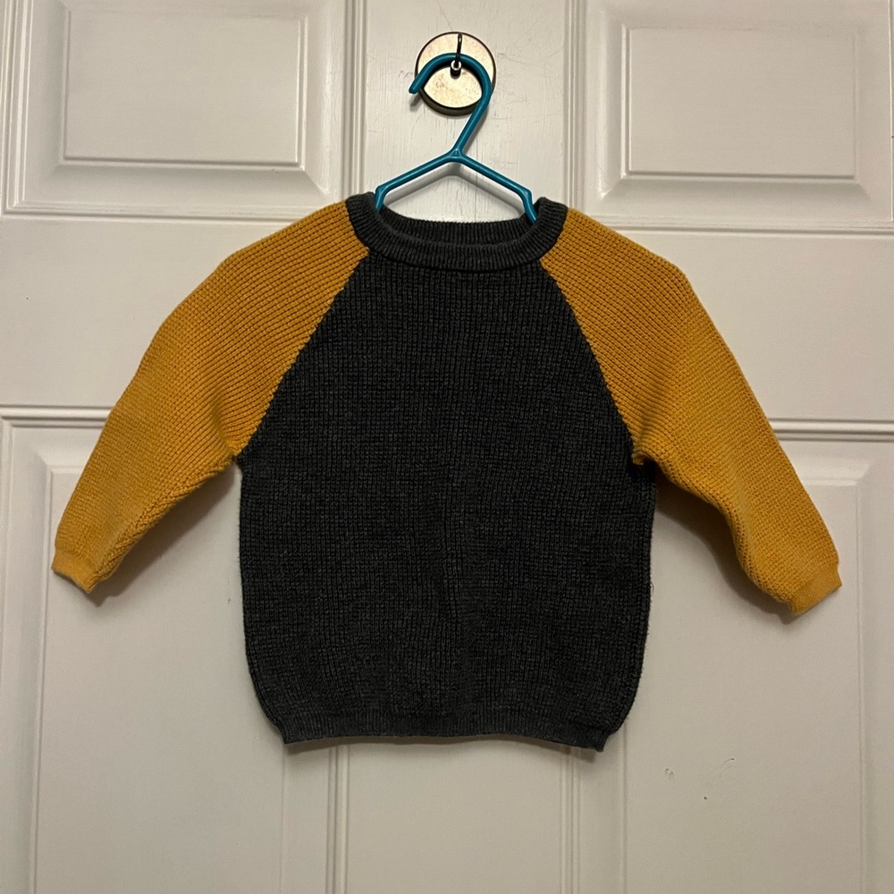 Yellow and Gray Knit Sweater